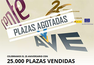 Renfe vende en poco m�s de doce horas los 25.000 billetes de la promoci�n del veinticinco aniversario del AVE