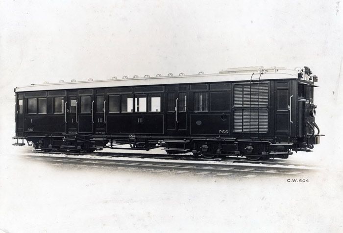 Fotografa de fbrica de los automotores Beardmore del ferrocarril del Plazaola. Archivo EuskoTren/Museo Vasco del Ferrocarril