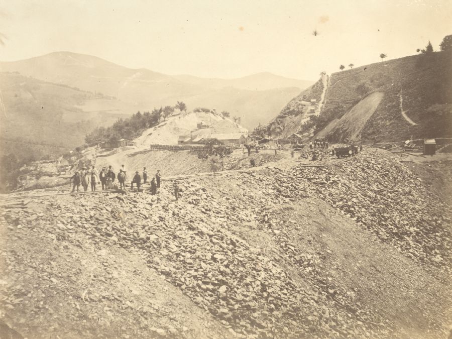 Terrapln en construccin entre Zumrraga y Beasan. Archivo EuskoTren/Museo Vasco del Ferrocarril