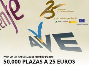 Renfe cierra la campaa del vigsimo quinto aniversario del AVE con 50.000 billetes a 25 euros