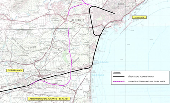 El estudio informativo del ramal de conexi�n entre la l�nea Alicante-Murcia y el aeropuerto de Alicante-Elche, en informaci�n p�blica