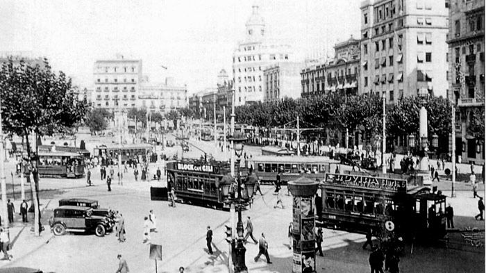 Plaza Catalua de Barcelona a principios del siglo XX.